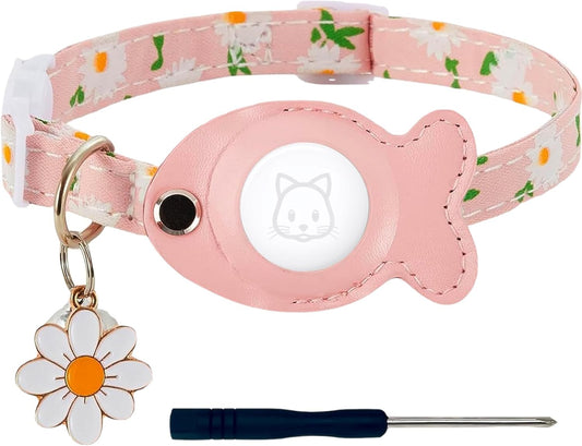 AirTag Cat Collar – Breakaway Adjustable Collar with Bell (Pink)