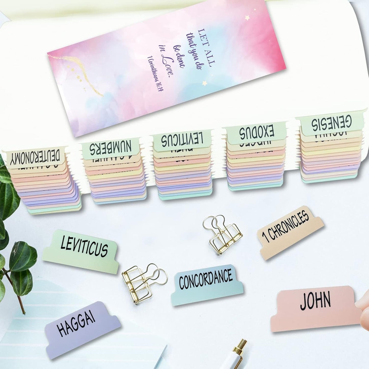 Gradient Bible Tabs (100pcs) – Laminated, Easy-to-Read Bible Tabs for Study & Journaling ✨📖