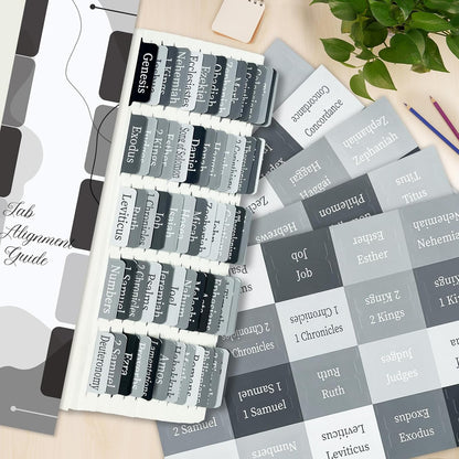 Black & Grey Bible Tabs – Laminated Catholic Index Tabs, Large Print, Waterproof & Tear-Resistant (Old & New Testament + 19 Blank Tabs)