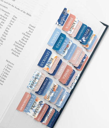Laminated Bible Tabs – Large Print, Boho Floral, Easy Bible Navigation