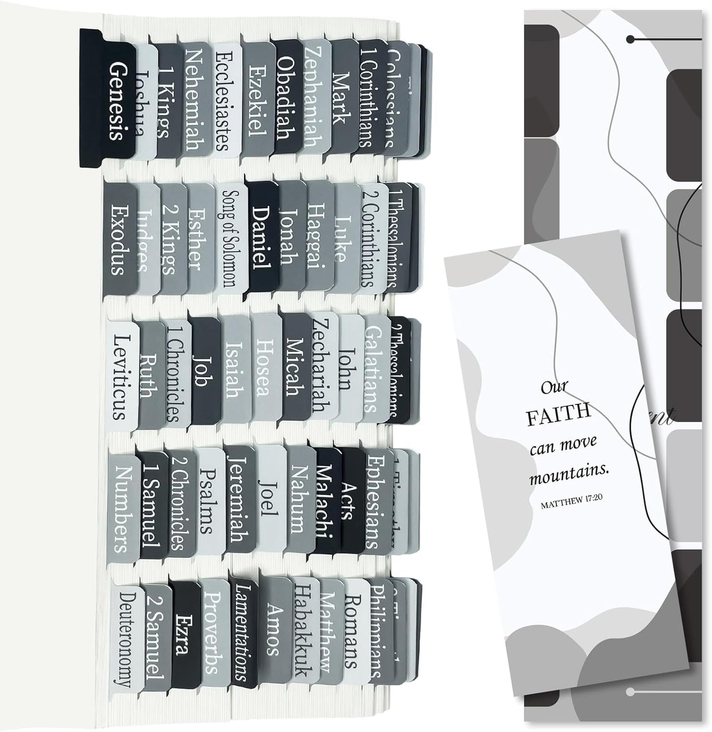 Black & Grey Bible Tabs – Laminated Catholic Index Tabs, Large Print, Waterproof & Tear-Resistant (Old & New Testament + 19 Blank Tabs)