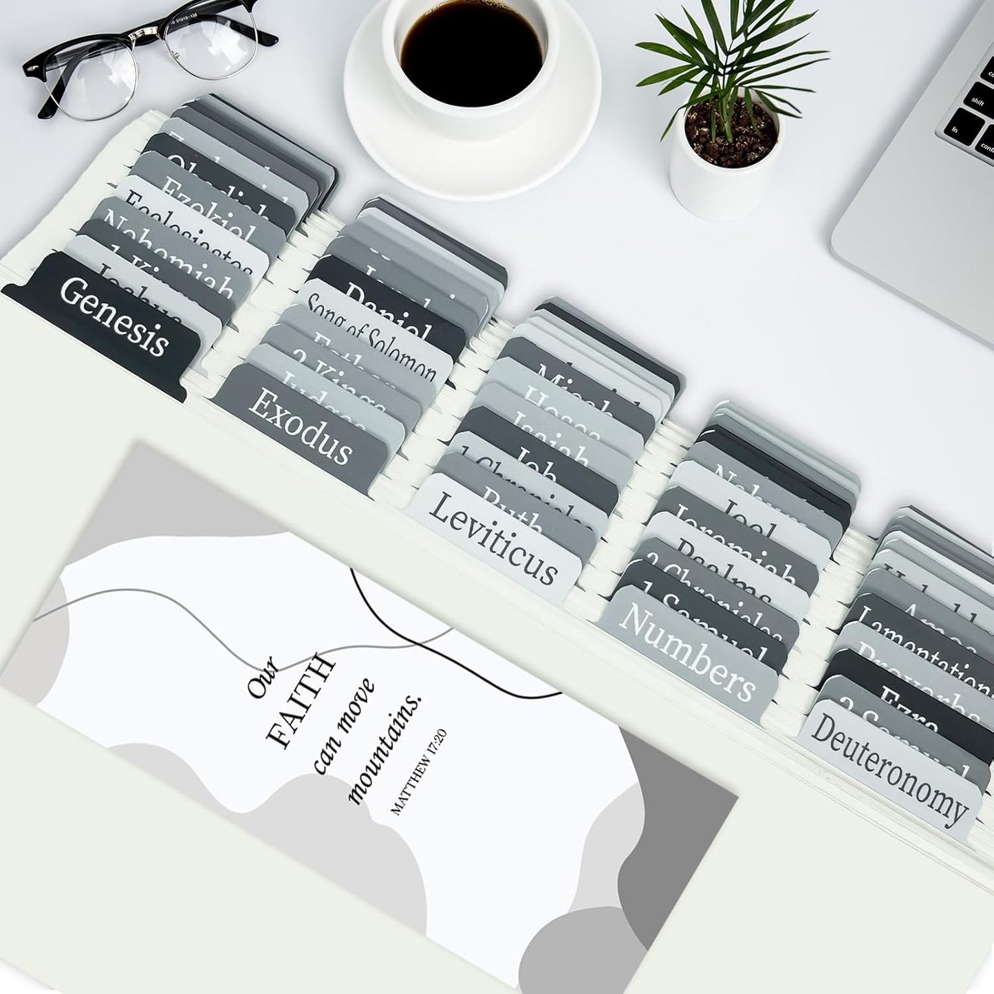 Black & Grey Bible Tabs – Laminated Catholic Index Tabs, Large Print, Waterproof & Tear-Resistant (Old & New Testament + 19 Blank Tabs)