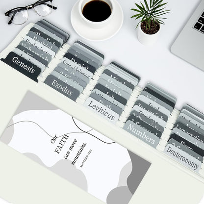 Black & Grey Bible Tabs – Laminated Catholic Index Tabs, Large Print, Waterproof & Tear-Resistant (Old & New Testament + 19 Blank Tabs)