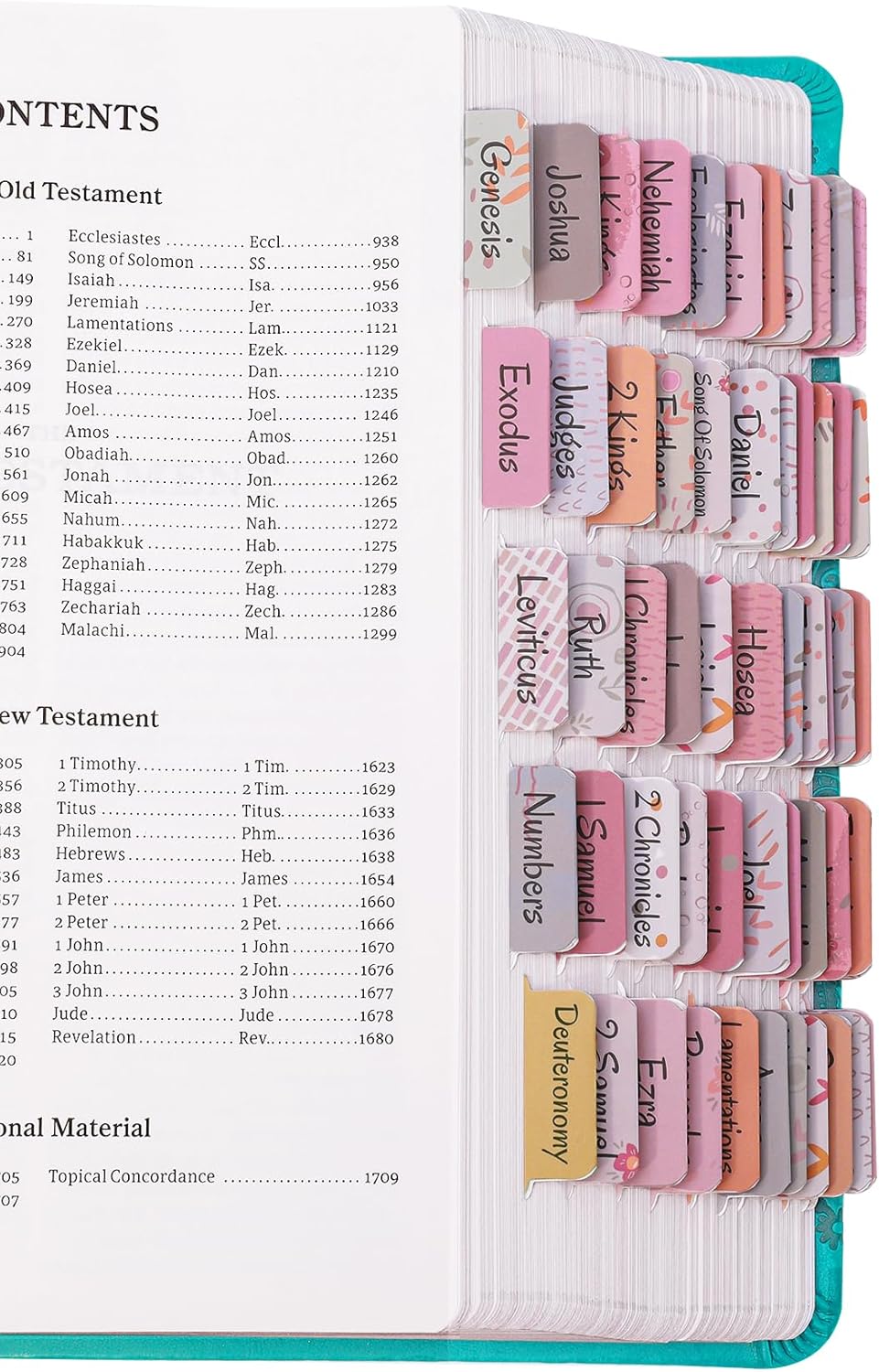 Laminated Bible Tabs – Large Print, Boho Floral, Easy Bible Navigation