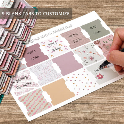 Laminated Bible Tabs – Large Print, Boho Floral, Easy Bible Navigation