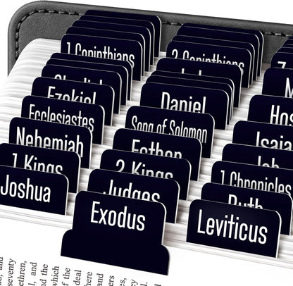 EssexWares Black Bible Tabs – 80 Large Print, Durable & Water-Resistant
