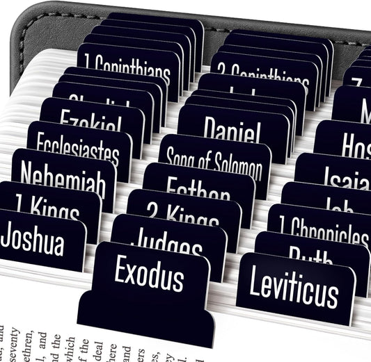 EssexWares Black Bible Tabs – 80 Large Print, Durable & Water-Resistant
