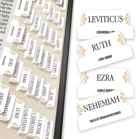 Bible Tabs for Women, Men, Kids, Boys, Soul Nourishing Book Summaries, 90 Large Print Bible Index Tabs for Study Bible
