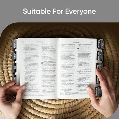 EssexWares Black Bible Tabs – 80 Large Print, Durable & Water-Resistant