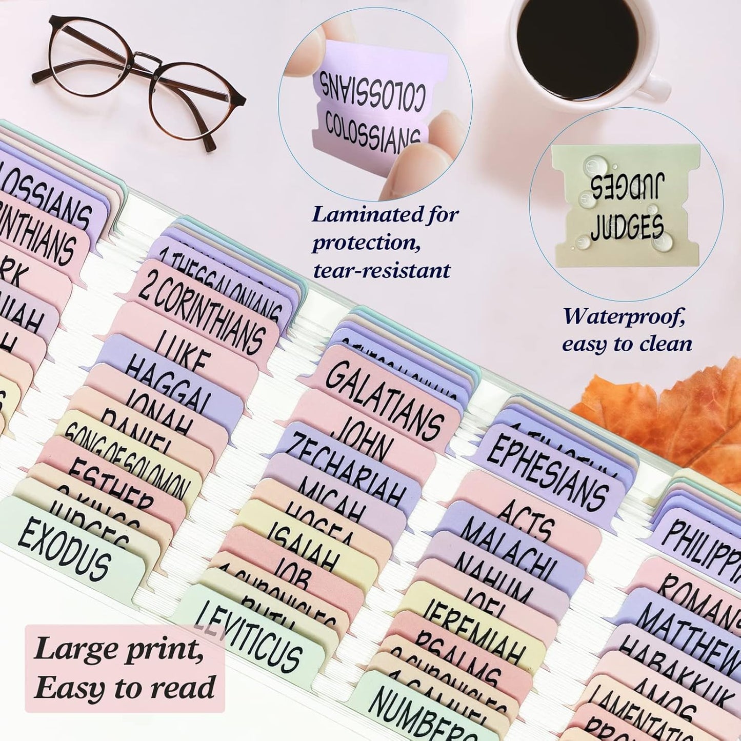 Gradient Bible Tabs (100pcs) – Laminated, Easy-to-Read Bible Tabs for Study & Journaling ✨📖