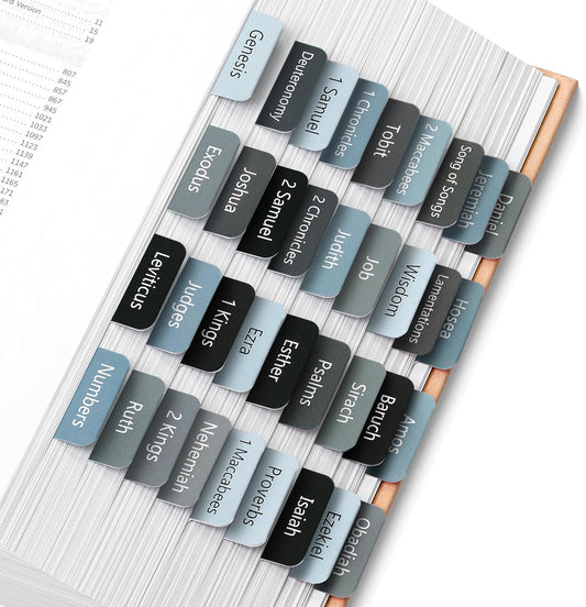Mr. Pen Bible Tabs 75 Tabs Onyx Shadow – Pre-Laminated Bible Index Tabs