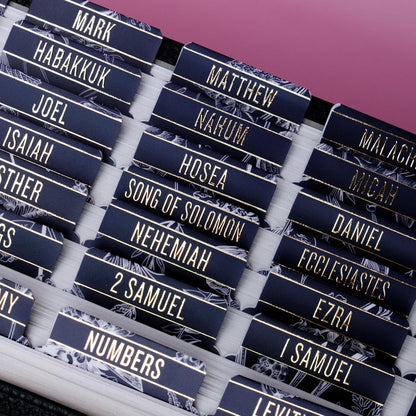 Laminated Bible Tabs Gold Foil – Large Print, Repositionable, 80 Chapter Labels