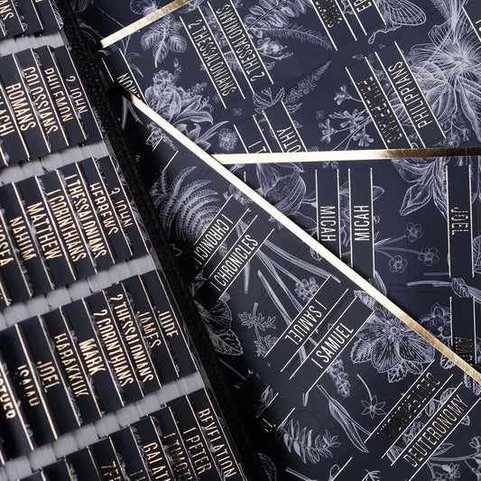 Laminated Bible Tabs Gold Foil – Large Print, Repositionable, 80 Chapter Labels