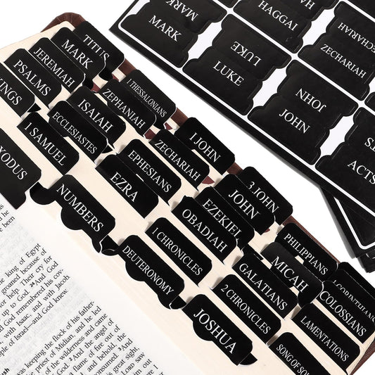 Black Bible Tabs for Men – 66 Scripture Index Tabs + 24 Blank Custom Tabs