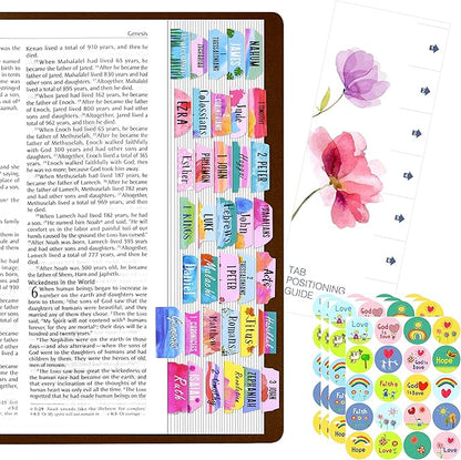 105 Laminated Tabs + 80 Stickers - Easy-Apply Bible Tabs Set