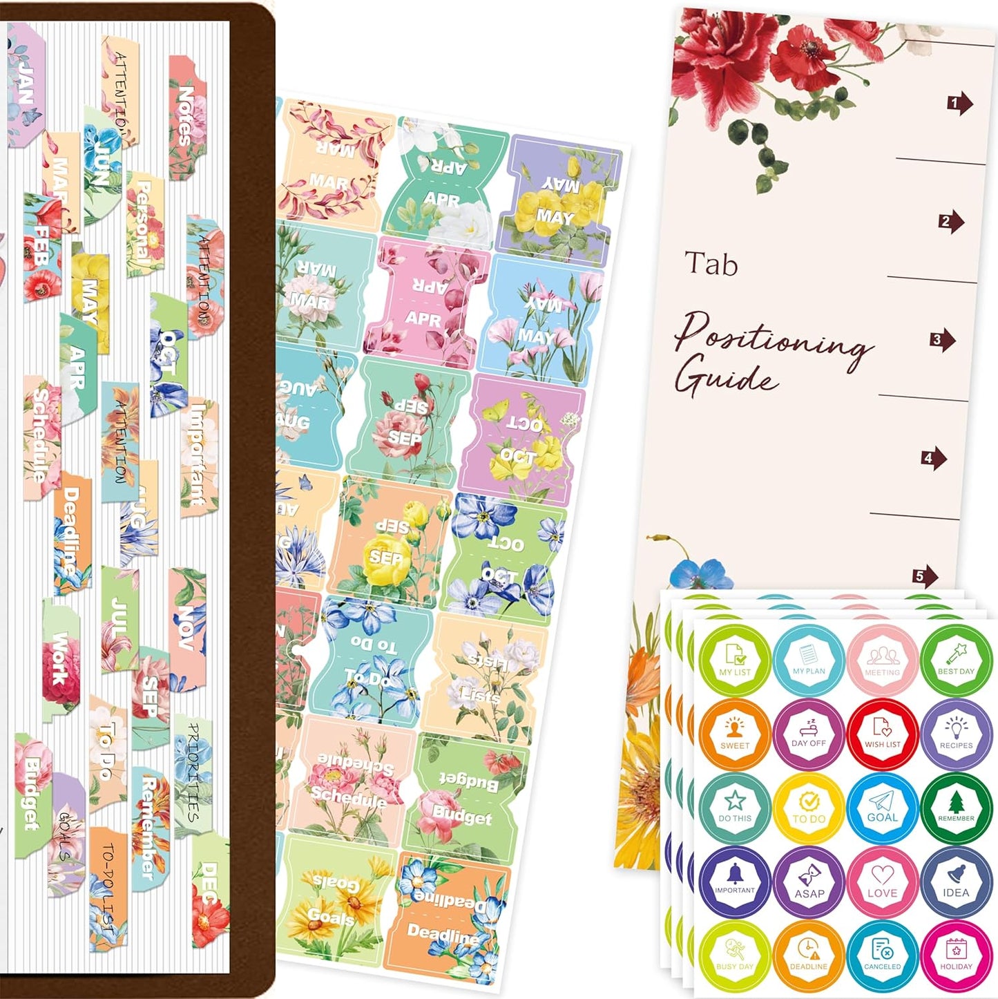 105 Laminated Tabs + 80 Stickers - Easy-Apply Bible Tabs Set