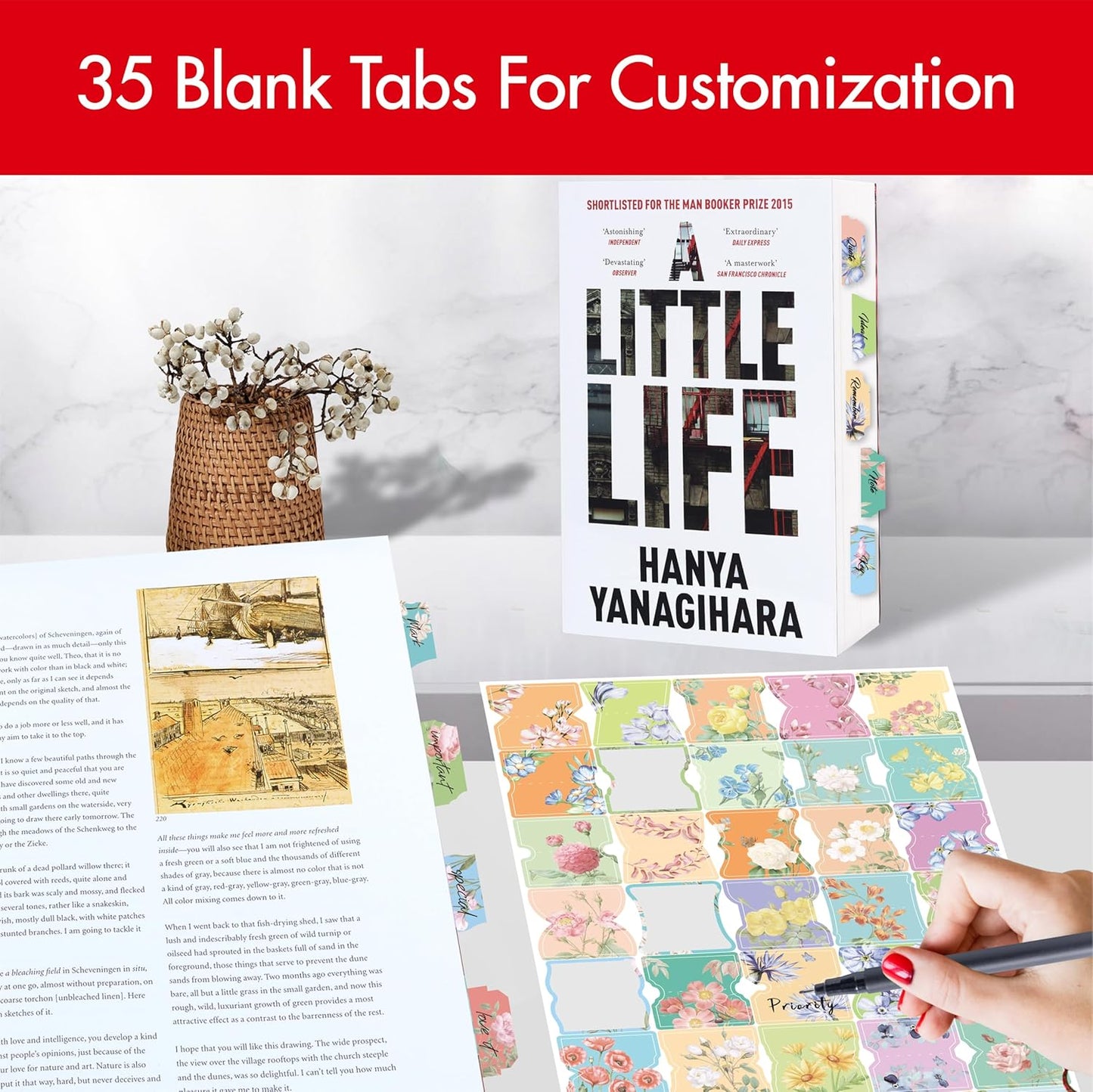 105 Laminated Tabs + 80 Stickers - Easy-Apply Bible Tabs Set