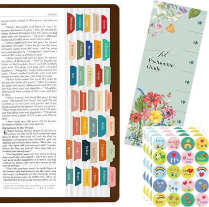 105 Laminated Tabs + 80 Stickers - Easy-Apply Bible Tabs Set