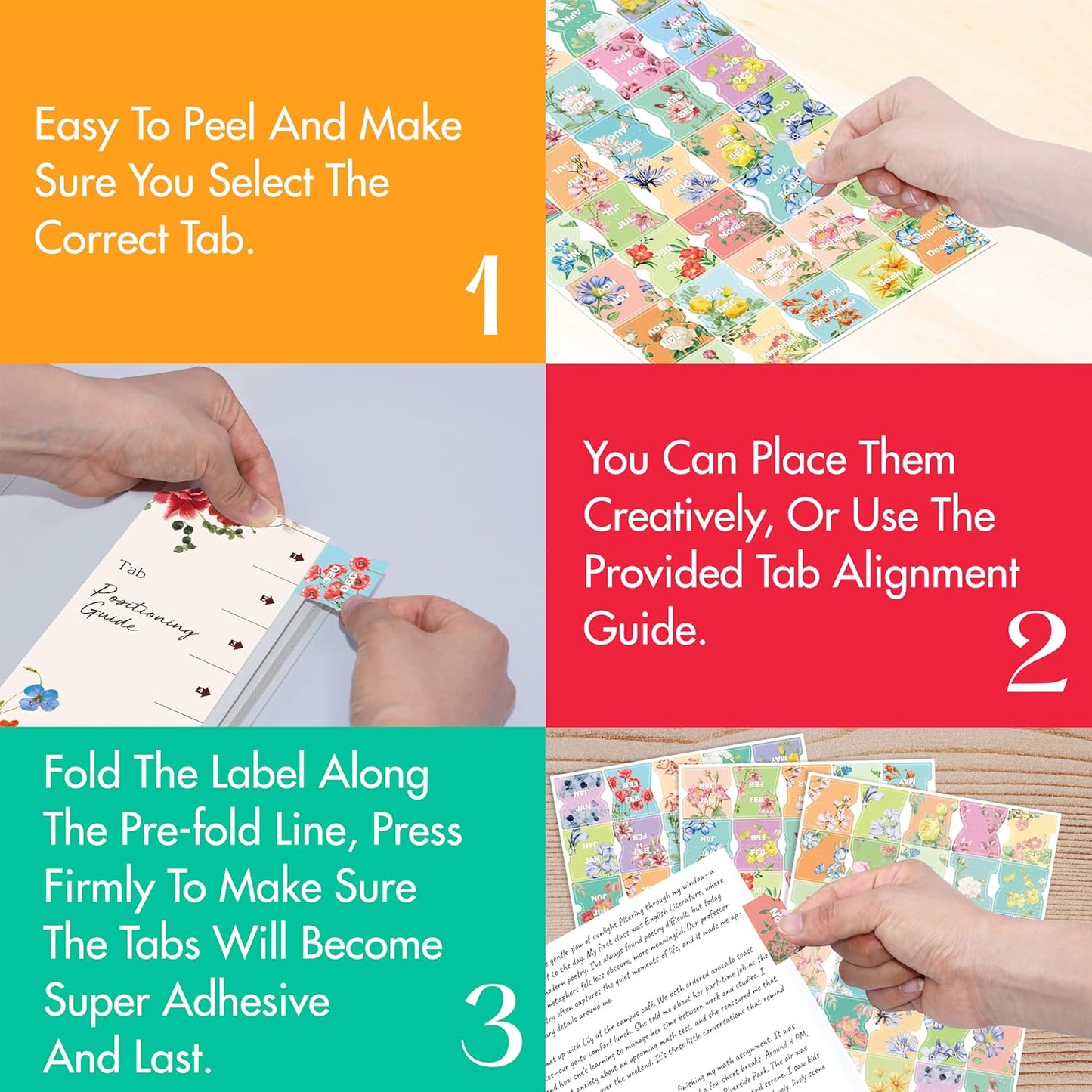 105 Laminated Tabs + 80 Stickers - Easy-Apply Bible Tabs Set