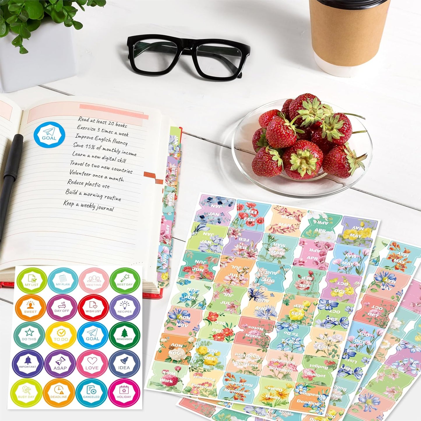 105 Laminated Tabs + 80 Stickers - Easy-Apply Bible Tabs Set
