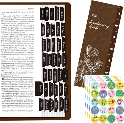 105 Laminated Tabs + 80 Stickers - Easy-Apply Bible Tabs Set